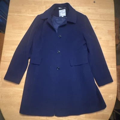 Abrigo Larry Levine Mujer L Windsor Azul Marino Lana Abrigo Chaquetón Foto 1 de 4