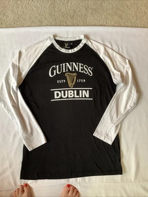 Guinness Dublin T 恤 XL 码长袖,黑白,啤酒标志圆领 — 第 1/3 张图片