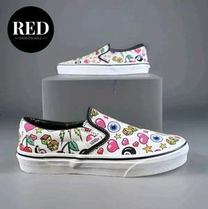 Vans Classic Slip On Dice Bolts Hearts Cherries 8 Balls - Women's 8.5 Men's 7 - Picture 1 of 15