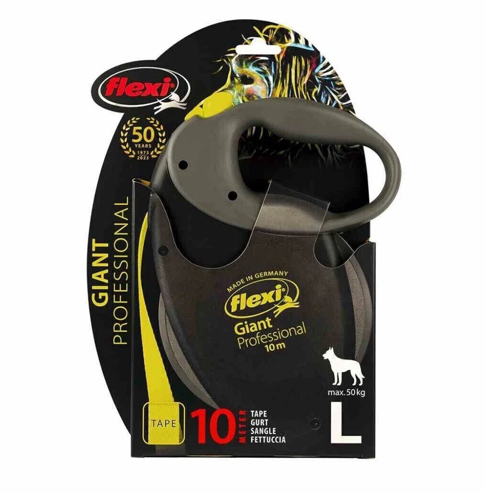 Fita Flexi Giant profissional grande 10m retrátil amarela chumbo para cães - Imagem 1 de 3