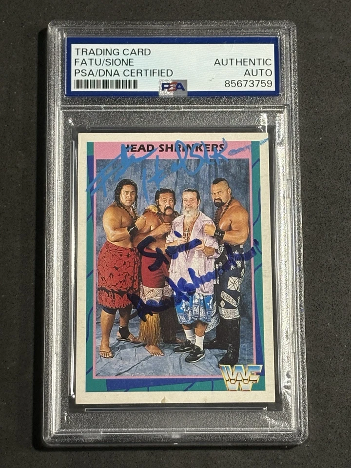 THE HEADSHRINKERS 1995 MERLIN WWF SIGNED AUTOGRAPHED CARD PSA/DNA CERTIFIED - Image 1 of 2