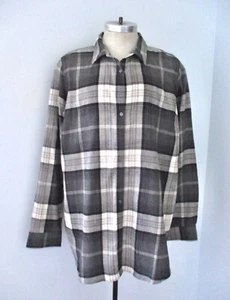 NWT Old Navy Gray Plaid 100% Cotton SOFT Flannel Blouse Top Boyfriend Shirt 2XLT - Picture 1 of 3