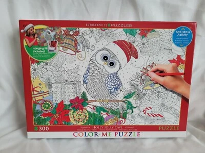 Eurographics 300 Piece Color Me Puzzle - Holly Jolly Owl NEW - Image 1 of 3