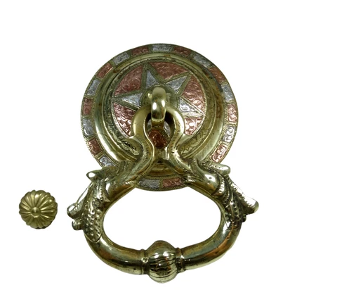 ANTIQUE LARGE BRONZE CENTER DOOR PULL KNOB HANDLE AND DOOR KNOCKER ORNAMENTED Cover