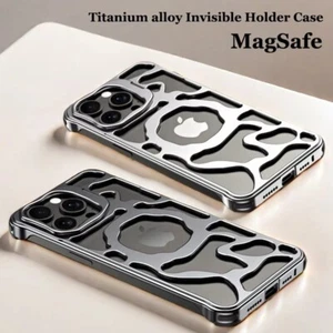 Aluminum Alloy Magnetic Mag Safe Stand Phone Case For iPhone 16 Pro Max 15 14 13 - Picture 1 of 17