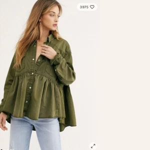 Free People We The Free Large L Dylan Babydoll Army Denim Peplum Top NWT - Picture 1 of 4