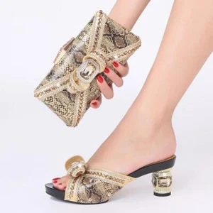 Womens Rhinestone Peep Toe High Heel Block Heel Sandals Shoes Party Shoes Chic - Picture 1 of 26