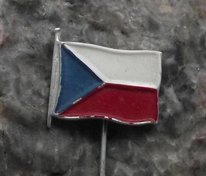 Antique Hand Painted Czech Czechoslovakia Waving National Flag Pin Badge - Picture 1 of 2