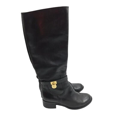 Botas Michael Kors Para Mujer Talla 7 Hamilton Altas Cuero Negro Foto 1 de 4
