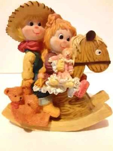 Vintage Matthew DANKO SMALL FRIENDS GIDDYAP COWBOY cavallo a dondolo 8 x 5 x 2 usato - Foto 1 di 5