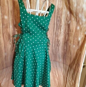 Bailey Blue Green & White Polka Dot Dress Sz Large - Picture 1 of 6