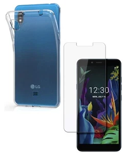 For LG K20 2019 CLEAR CASE + TEMPERED GLASS SCREEN PROTECTOR SHOCKPROOF COVER - Picture 1 of 12