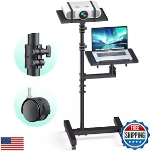 Projector Stand Tripod: 2 Shelves Mobile Laptop Cart Adjustable Height 45 to - Picture 1 of 5