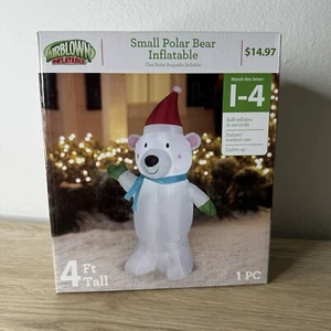 Gemmy Airblown Inflatable Polar Bear Christmas Yard Decor 4ft Indoor Outdoor - Picture 1 of 5