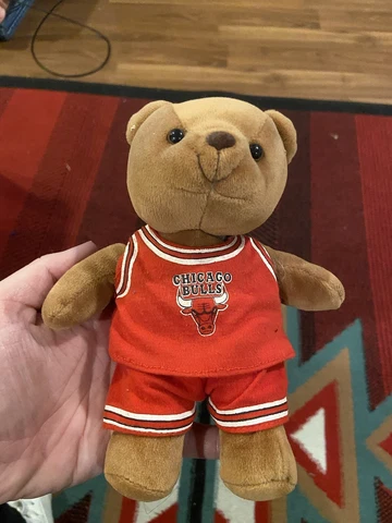 Vintage Chicago Bulls Beanie Bear 7"  1997 Play•By•Play Official NBA Jordan Era Cover
