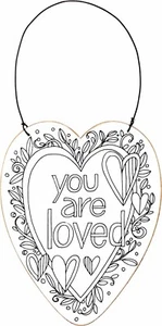 NEW!~Wood Ornament~Color Heart ~"You Are Loved"~Love~Valentines~Use Tree/Wreath - Picture 1 of 1