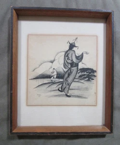 Raro dibujo enmarcado Art Deco de Robert Byssz 1925 - Imagen 1 de 4