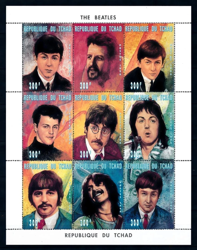 Beatles MNH Sheet Republique of Tchad "The Beatles" XF. - Image 1 of 1