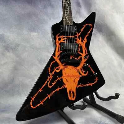 NEW Electric Guitar James Hetfield Elk Skull Guitar Solid Body Black Hardware - Image 1 of 4