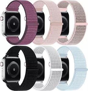 6 Pack Nylon Sport Loop Band Compatible with Apple Watch Band 38mm 40mm 41mm 42m - Picture 1 of 7