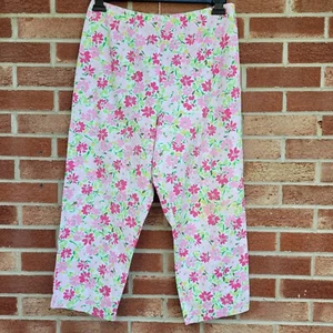 Susan Bristol Capri Pants Women's Size 10P Pink Floral - Picture 1 of 7
