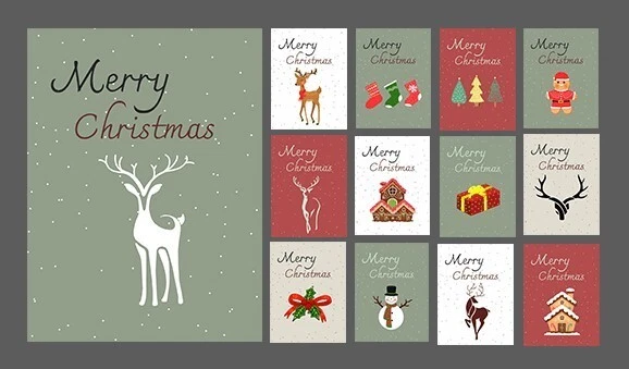 50 Weihnachtskarten Postkarten Set 9x13cm Weihnachtspostkarten Weihnachten