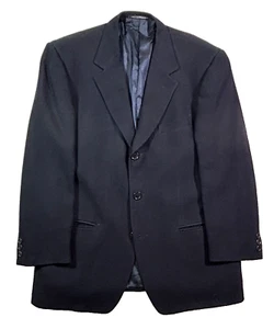 vtg navy Ermenegildo Zegna silk wool hopsack blazer jacket sport coat 50 40R - Picture 1 of 13