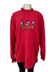 Walt Disney World Red Pullover Sweatshirt With Mickey & Minnie Embroidery Size L - Picture 1 of 7