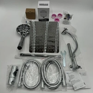 10-inch High Pressure All Metal Rainfall Shower Head Handheld Showerhead Combo - Picture 1 of 17