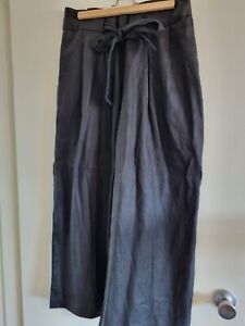 Elk French Linen Paper Bag Waist Wide Leg Crop Pant Size 14 *read Description*