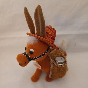 Vintage beflockter Esel Salz und Pfeffer Halter Souvenir Florida 8" - Bild 1 von 7