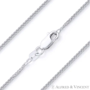 Collar de cadena de cuerda italiana eslabón de trigo de 1,2 mm en plata esterlina maciza 0,925 Italia - Imagen 1 de 2