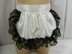 adult baby sissy satin half apron fancydress vintage french maid pinny retro - Picture 1 of 4