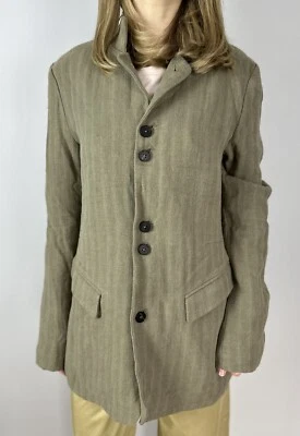 Blazer Aleksandr Manamis Lino Talla 1 Chaqueta Abrigo Flor Verde Lino Algodón Lana Foto 1 de 4