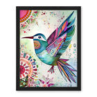 Hummingbird Multicolour Mandala Patterns Folk Art Framed Art Picture Print 18X24