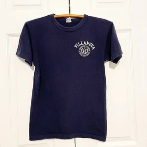 Vintage 80s Champion Villanova University T-Shirt Medium Flocked Crest Logo Navy - Bild 1 von 7