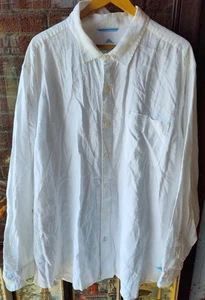 Tommy Bahama White 100% LINEN Button Up Shirt Long Sleeve Logo Men’s 2XL XXL - Picture 1 of 7
