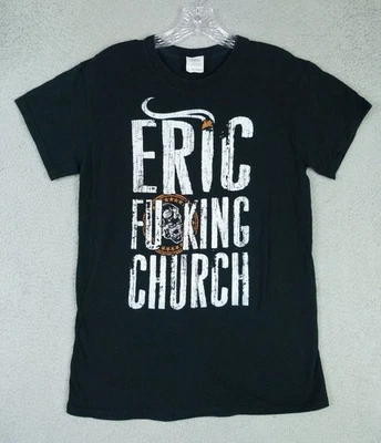 Gildan 女式小号 Eric F-ing Church 黑色骷髅图案前卫棉质 T 恤 — 第 1/4 张图片