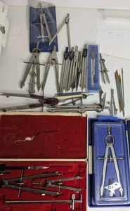 Vintage Drafting Set Compass Divider Lot Keuffel and Esser Co. , Gramercy Etc.  - Picture 1 of 23