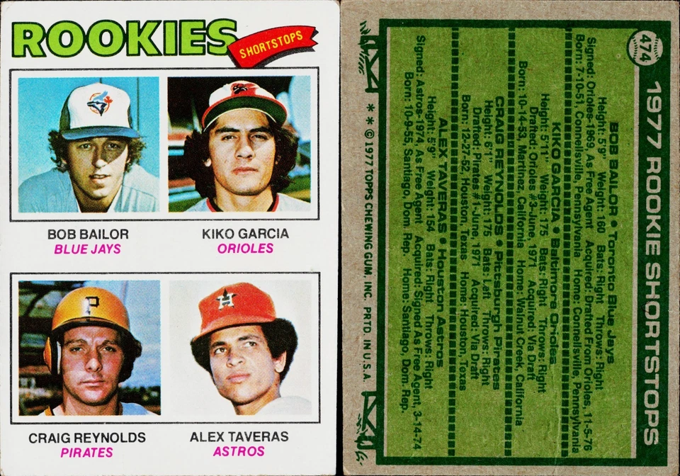 1977 Topps Baseball Card #474 Craig Reynolds Kiko Garcia Rookies Shortstops - Image 1 of 1