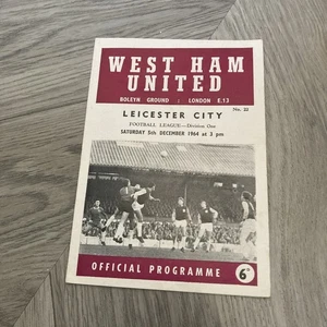 West Ham United v Leicester City, 5 December 1964, Division One. Programme - Picture 1 of 3