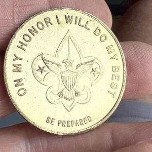 Vintage ON MY HONOR I WILL DO MY BEST Boy Scout Good Turn COIN TOKEN Be Prepared - Bild 1 von 2