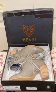Beast Fashion Grey Fringe Regina Ankle Boots Sz 6.5 - Picture 1 of 9