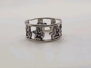 VINTAGE 925 STERLING SILVER Fairy / Angel BAND RING (B11) - Picture 1 of 5