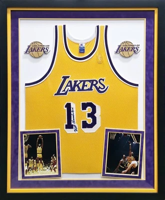 Lakers Wilt Chamberlain Signed Framed Yellow Champion Jersey PSA/DNA #AE02265 - Image 1 of 4