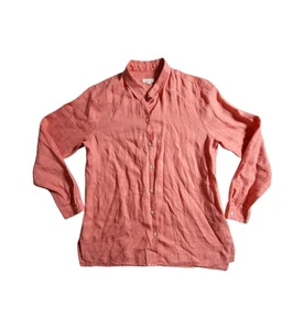 J Jill Love Leinen Bluse Damen M Rosa Knopfleiste Oberteil Langarm Lagenlook - Bild 1 von 8
