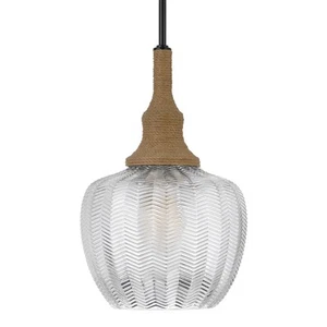 Cal Lighting FX-3805-1 Monroe 10"W Mini Pendant - Burlap / Glass - Picture 1 of 6