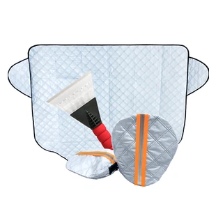 Frost Eis Schnee gesteppte Autoscheibenabdeckung + Außenspiegelabdeckungen & Eiskratzer - Bild 1 von 8