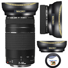 Hd Wide Angle + Macro Lens For Canon Eos Rebel T7 Dslr Camera With 75-300Mm Lens