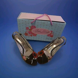 Poetic Licence Passion Fruit Pumps Floral Flower Peep Toe Slingback Heels US 6 - Picture 1 of 15